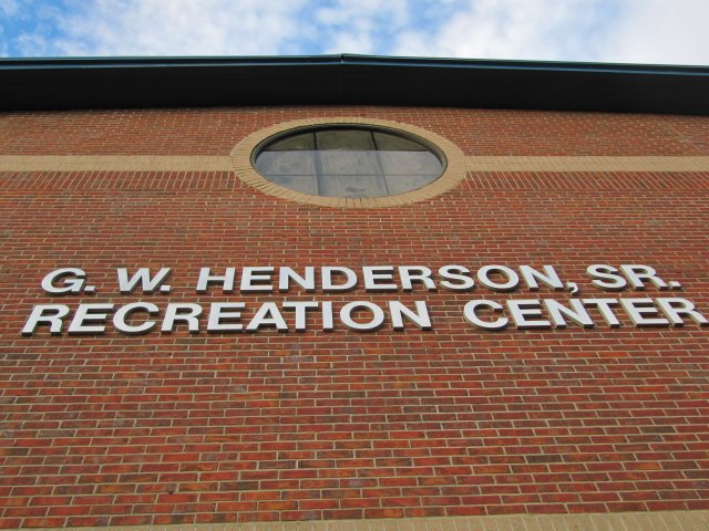 Henderson Sign on the Gym Outside Wall